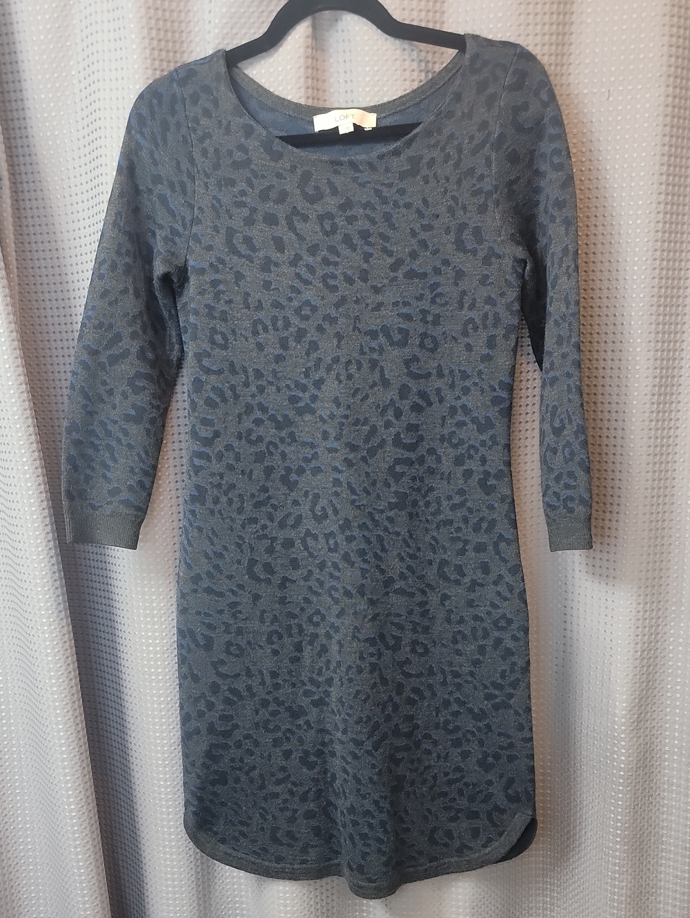Ann Taylor LOFT Wool Blend Leopard-Print Sweater Midi Dress Size S